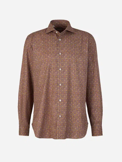Vincenzo Di Ruggiero Printed Cotton Shirt In Brown