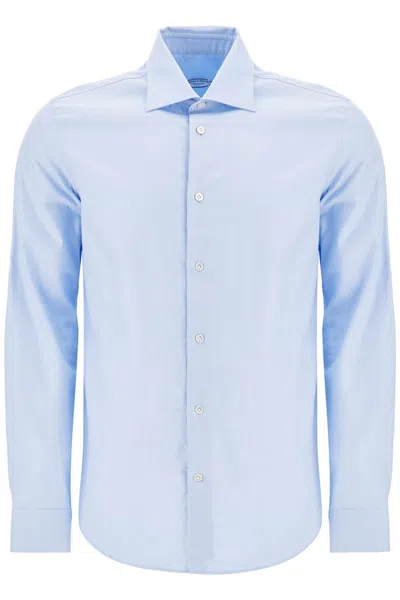 Vincenzo Di Ruggiero Slim Fit Twill Shirt For Men In Blue