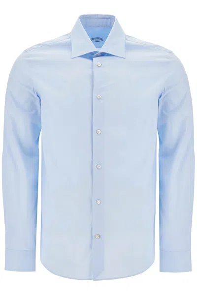 Vincenzo Di Ruggiero Slim Fit Twill Shirt For Men In Blue