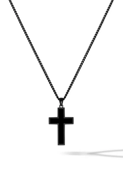 Vincero Cross Pendant Necklace In Black