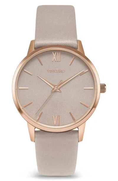 Vincero Eros Petite Leather Strap Watch, 33mm In Brown