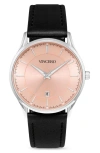 Vincero Kairos Leather Strap Watch, 38mm In Salmon