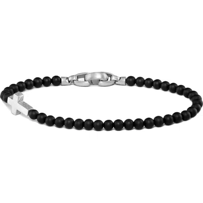 Vincero Onyx Bead Cross Bracelet In Black