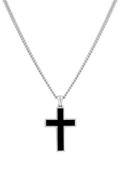 Vincero Stone Cross Pendant Necklace In Silver