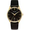 Vincero The Kairos Ii Leather Strap Watch, 38mm In Gold Onyx
