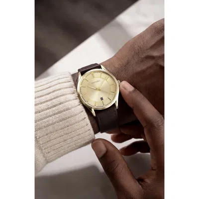Vincero The Kairos Leather Strap Watch, 38mm In Gold