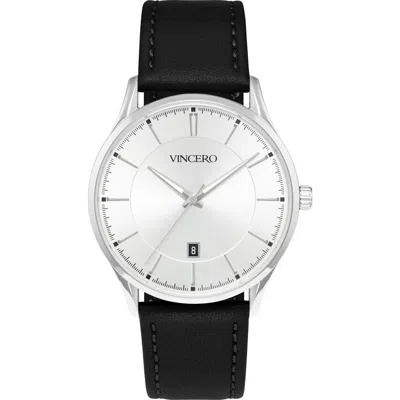 Vincero The Kairos Leather Strap Watch, 38mm In Silver