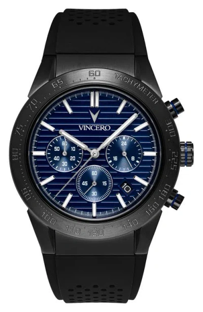 Vincero The Rogue Chronograph Silicone Strap Watch, 43mm In Blue Metallic