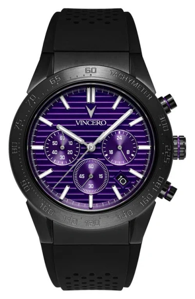 Vincero The Rogue Chronograph Silicone Strap Watch, 43mm In Purple Metallic