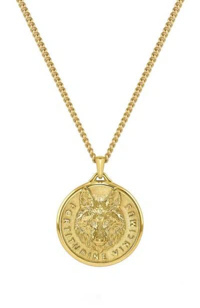 Vincero Wolf Medallion Pendant Necklace In Gold