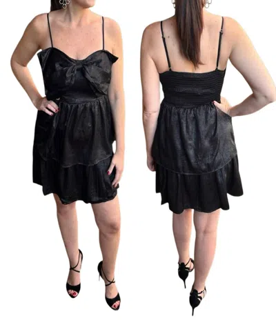 Vine & Love Adjustable Strap Smocked Back Mini Dress In Black