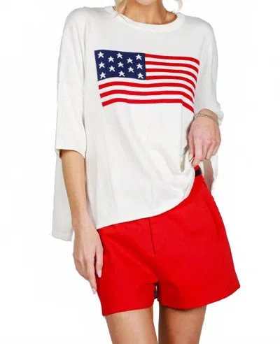 Vine & Love American Flag Knitted Top In Off White/ Multi