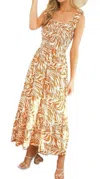 Vine & Love Animal Printed Maxi Dress In Orange In Orange