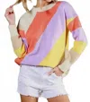 Vine & Love Ariel Colorblock Sweater In Orange Multi In Orange