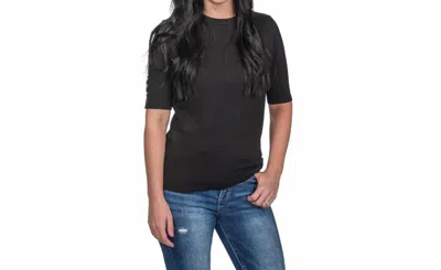 Vine & Love Ava Button Detail Knit Sweater Top In Black