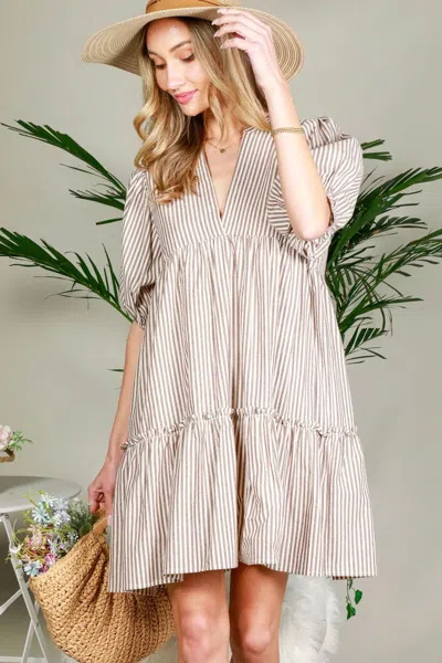 Vine & Love Baby Doll Dress In Taupe In Neutral