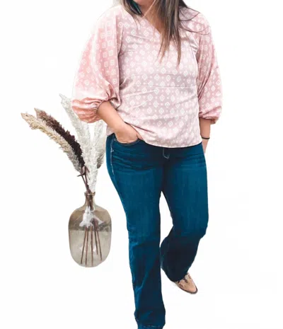 Vine & Love Balloon Sleeve Blouse In Blush In Pink
