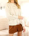 Vine & Love Bax Button Front Oversized Sweater In Oatmeal