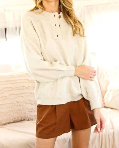 Vine & Love Bax Button Front Oversized Sweater In Oatmeal