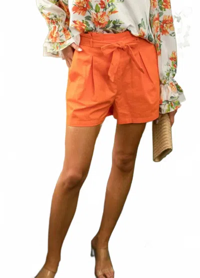Vine & Love Belted Shorts In Orange In Multi