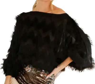 Vine & Love Boatneck Fringe Top In Black