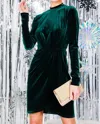 Vine & Love Bodycon Faux Wrap Dress In Hunter Green In Green