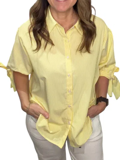 Vine & Love Bow Tie Sleeve Blouse In Yellow