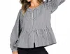 Vine & Love Charming Gingham Bow Blouse In Black In Multi