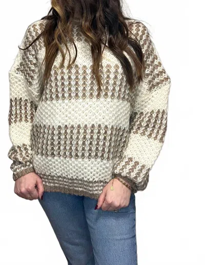 Vine & Love Chunky Knit Long Sleeve Sweater In Beige In Multi