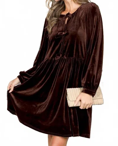 Vine & Love Cocoa Crush Velvet Dress In Brown