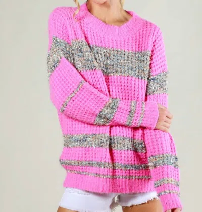 Vine & Love Color Block Sweater In Pink