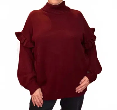Vine & Love Elegance Turtleneck Sweater In Burgundy