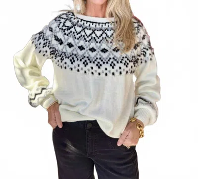 Vine & Love Fair Isle Glitter Sweater In White In Multi