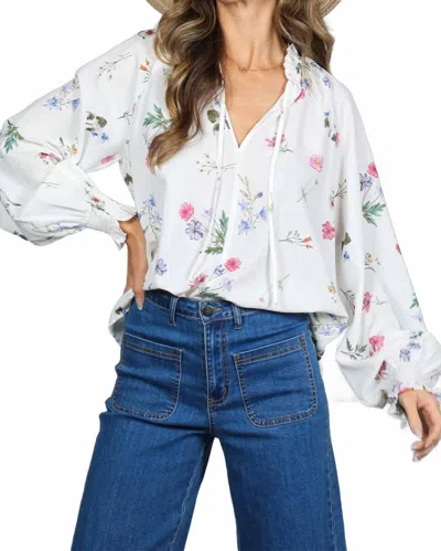 Vine & Love Felicity Floral Print Blouse In Off White