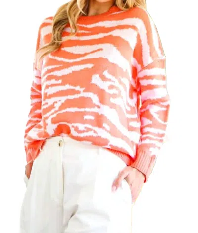Vine & Love Le Tigre Sweater In Orange And White In Multi