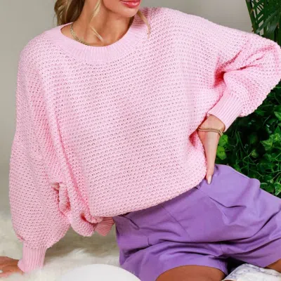 Vine & Love Linley Crew Neck Sweater In Light Pink