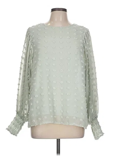Pre-owned Vine & Love Long Sleeve Blouse In Green