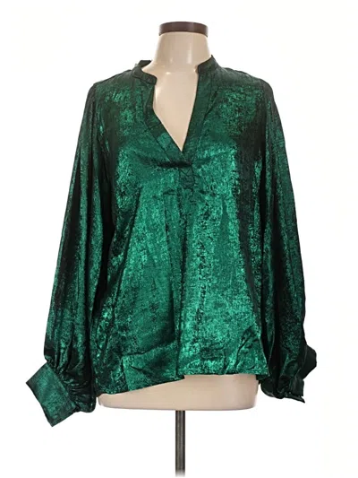 Pre-owned Vine & Love Long Sleeve Blouse In Green
