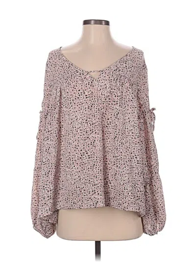 Pre-owned Vine & Love Long Sleeve Blouse In Pink