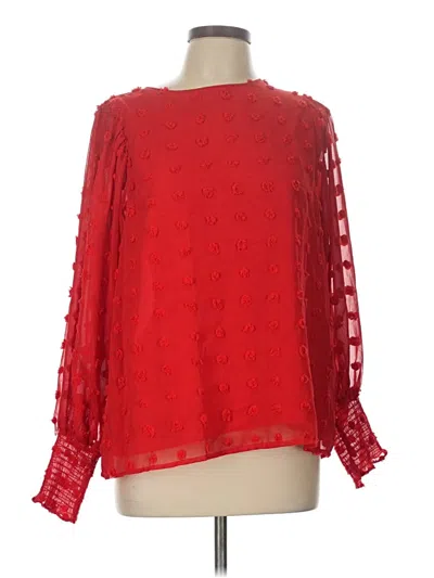 Pre-owned Vine & Love Long Sleeve Blouse In Red