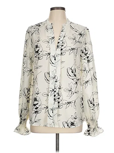 Pre-owned Vine & Love Long Sleeve Blouse In White