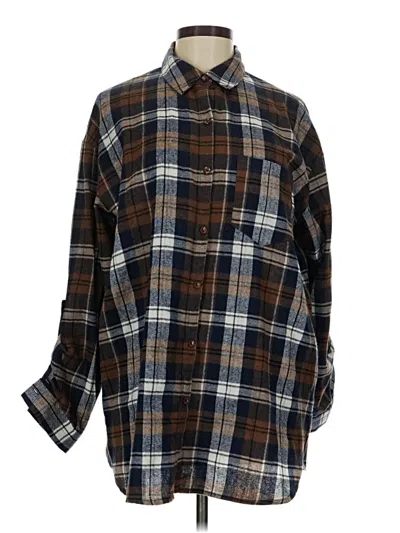 Pre-owned Vine & Love Long Sleeve Button Down Shirt In Brown