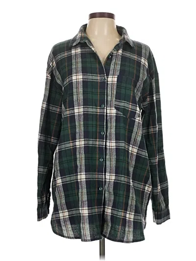 Pre-owned Vine & Love Long Sleeve Button Down Shirt In Green