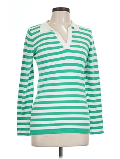 Pre-owned Vine & Love Long Sleeve Top Green V-neck Tops