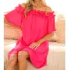 Vine & Love Off Shoulder Mini Dress In Fuschia