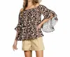 Vine & Love Off The Shoulder Leopard Printed Top In Brown Multi In Brown