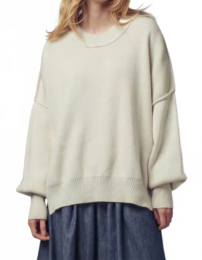 Vine & Love Oversized Cotton Blend Knit Sweater In White