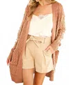 Vine & Love Patch Pocket Textured Knitted Cardigan In Mocha In Brown