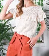 Vine & Love Ruffled Sweater In Ivory In White