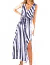 Vine & Love Seaside Stripes Maxi Dress In Navy In Blue